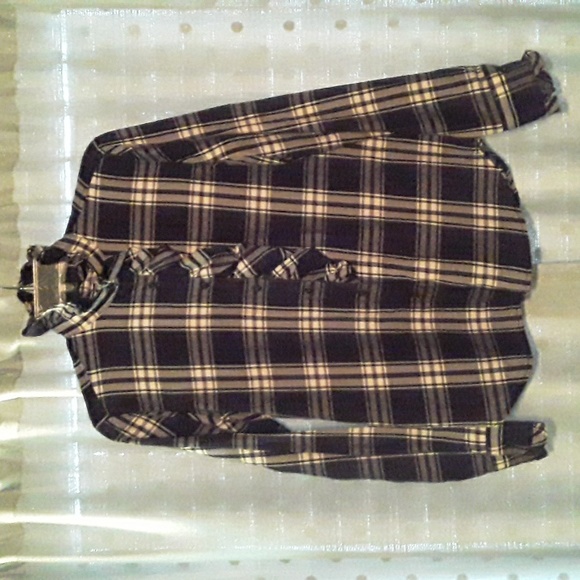 Ralph Lauren Tops - Ralph Lauren Flannel Purple Plaid Ruffle Button Up Shirt Size Small